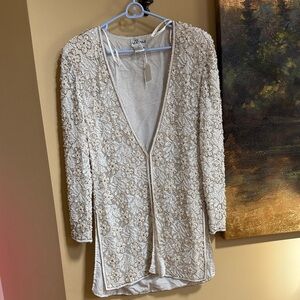 Cream Lace Beaded Cardigan shawl jacket